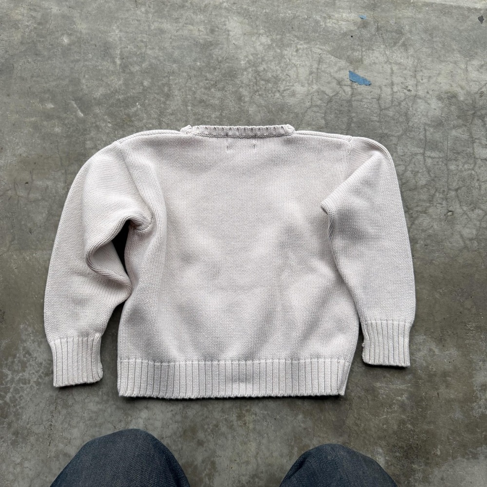 Polo Ralph Lauren Sweater Boys 6 Beige Cotton Crewneck Knit Pony Logo Pullover - Picture 4 of 5